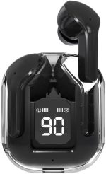 Earbuds Air31, Wireless, Wired Earphones Transparent with Deep Bass, Stereo Sound, Bluetooth Headphone with Charging Case, White, Black and Pink (black)