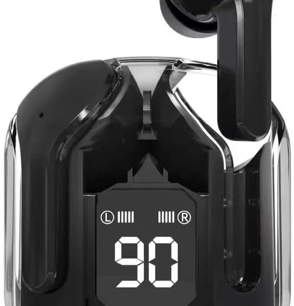 Earbuds Air31, Wireless, Wired Earphones Transparent with Deep Bass, Stereo Sound, Bluetooth Headphone with Charging Case, White, Black and Pink (black)