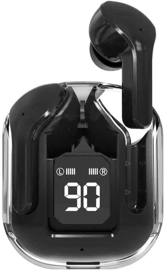 Earbuds Air31, Wireless, Wired Earphones Transparent with Deep Bass, Stereo Sound, Bluetooth Headphone with Charging Case, White, Black and Pink (black)