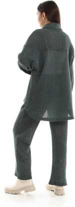 ⁦JAMILA Women Set Of Cotton Buttoned Shirt & Elastic Pants COORDINATED_OUTFIT⁩ - الصورة ⁦3⁩