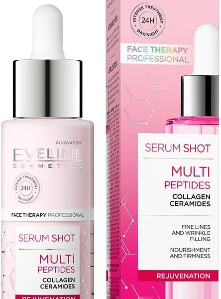 Eveline Cosmetics Face Therapy Professional Rejuvenation Serum Shot | Infused with Multi Peptides | Enriched with Collagen and Ceramides | Helps in Fine Lines & Wrinkle Filling | 30ml