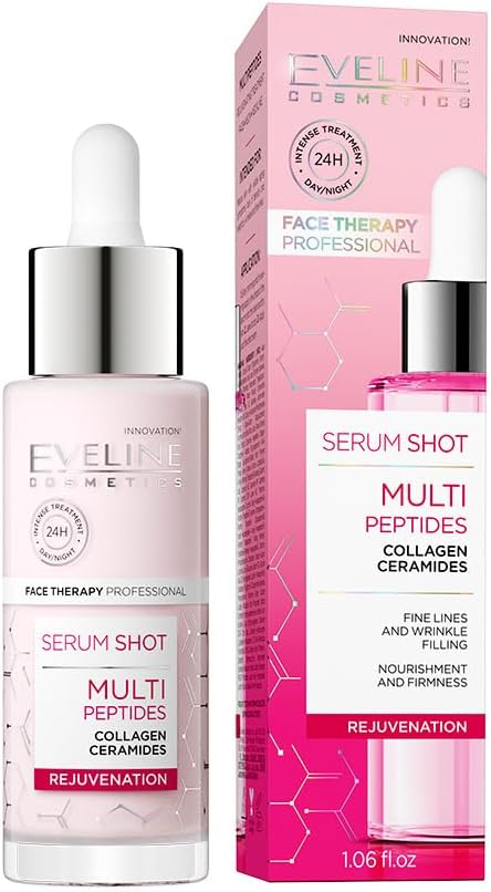 Eveline Cosmetics Face Therapy Professional Rejuvenation Serum Shot | Infused with Multi Peptides | Enriched with Collagen and Ceramides | Helps in Fine Lines & Wrinkle Filling | 30ml
