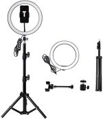 GLURAK Selfie Ring Light, 12 Inches LED Ring Light with Adjustable Tripod Stand and Phone Holder, 3 Light Modes and 10 Brightness Level for Live Stream, Makeup, YouTube, TikTok, Photography
