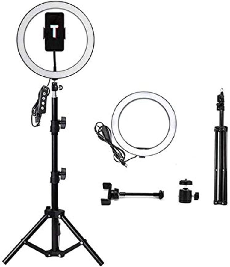 GLURAK Selfie Ring Light, 12 Inches LED Ring Light with Adjustable Tripod Stand and Phone Holder, 3 Light Modes and 10 Brightness Level for Live Stream, Makeup, YouTube, TikTok, Photography
