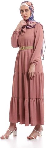 ⁦Violet Casual Role Dress With Belt⁩ - الصورة ⁦7⁩
