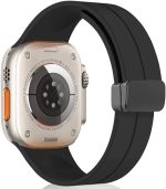 ⁦سوار ساعة آبل 49 ملم 46 ملم 45 ملم 44 ملم 42 ملم و41 ملم 40 ملم 38 ملم نسائي رجالي، رياضي بمشبك مغناطيسي من سيليكون لاي ووتش 10 9 8 7 6 5 SE 4 3 2 1؛ SE2 1 2 3 4 الترا، أسود من فيميجون⁩ - الصورة ⁦2⁩