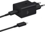 Samsung Original 45W PD Power Adapter With Compact Design/USB-C Port/USB Type-C to C Cable (5A/1.8m) Super Fast Charging- (Black)
