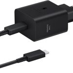 Samsung Original 45W PD Power Adapter With Compact Design/USB-C Port/USB Type-C to C Cable (5A/1.8m) Super Fast Charging- (Black)