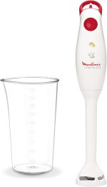 ⁦Moulinex DD1001EG Turbomix Plus, Hand Blender, 350 Watts, 800 Milliliters Plastic Beaker, 2 Blades, Hang-Up Ring, White and Red⁩ - الصورة ⁦2⁩