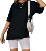 ⁦Oversized T- Shirt for Women - Cotton - Drop shoulder Half Sleeves⁩ - الصورة ⁦3⁩