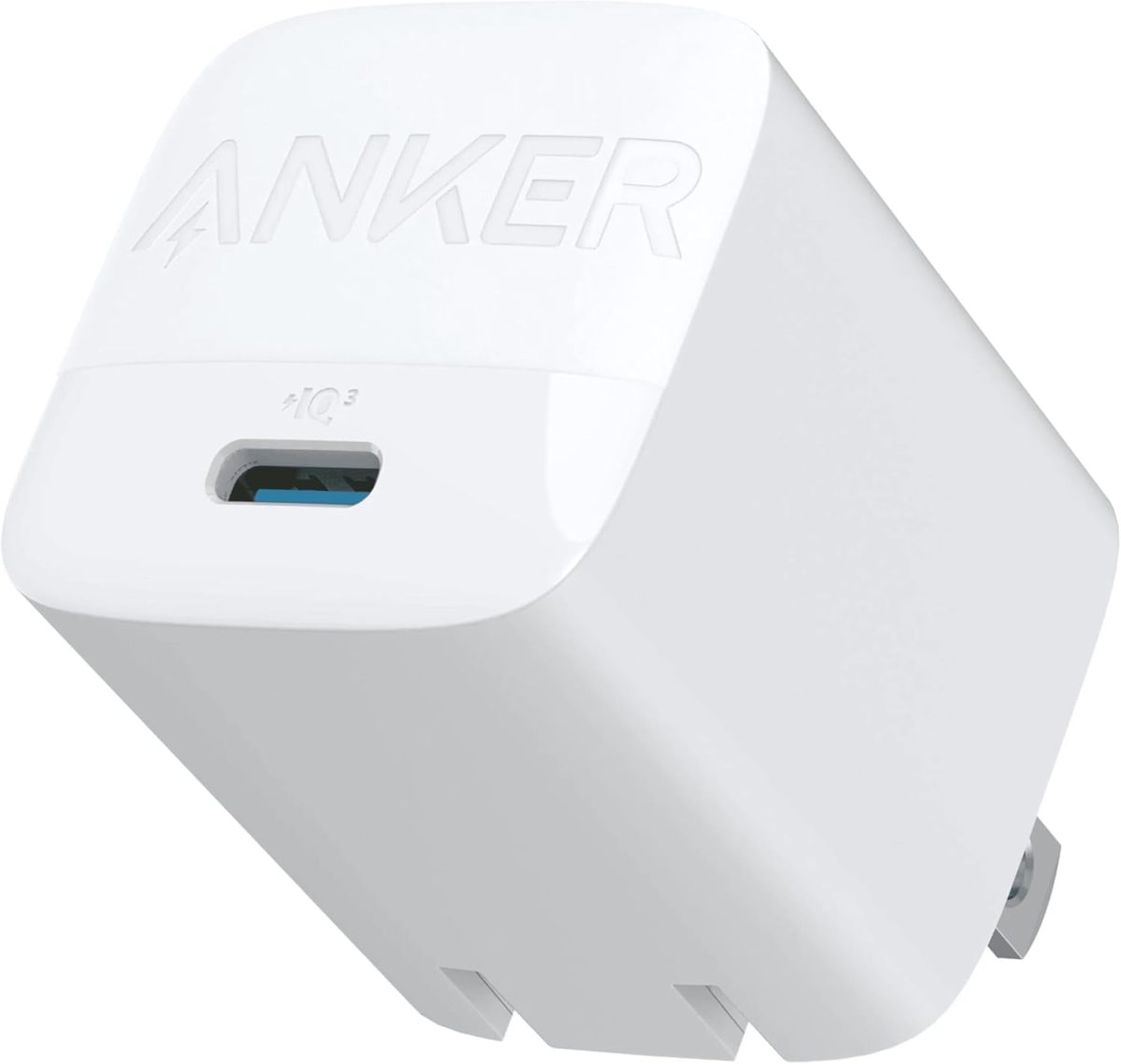 ⁦Anker 313 GaN 30W Foldable Charger PIQ 3.0 Durable Compact Fast Charger for iPhone 15/15 plus/15 Pro/15 Pro Max/14/13, Galaxy, Pixel 6/7, iPad/iPad Mini (Cable Not Included) (White)⁩ - الصورة ⁦3⁩