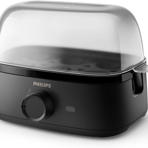 Philips Egg Cooker 3000 Series - 400W, 6 Eggs Capacity, Cooking Levels, Poached Accessory, Ready Signal, Black - HD9137/91