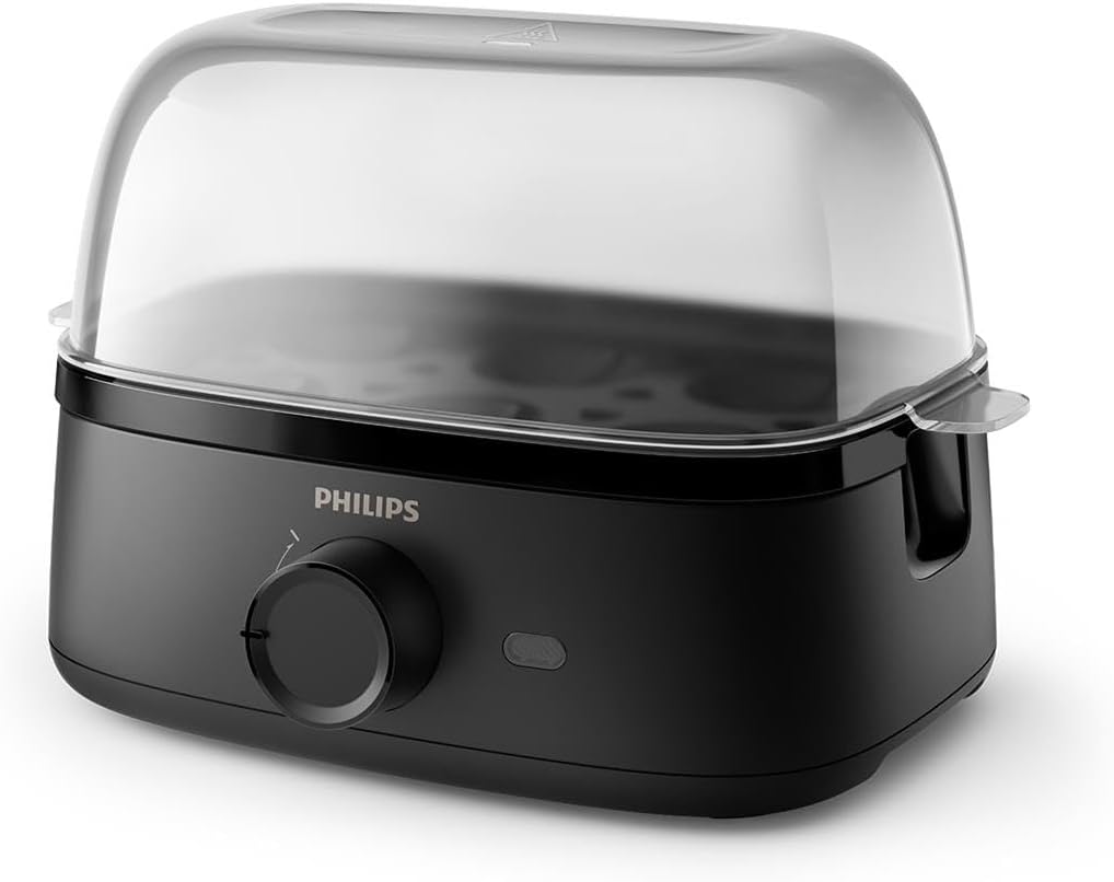 51we6Bi-BAL._AC_SL1250_.jpg Philips Egg Cooker 3000 Series - 400W, 6 Eggs Capacity, Cooking Levels, Poached Accessory, Ready Signal, Black - HD9137/91