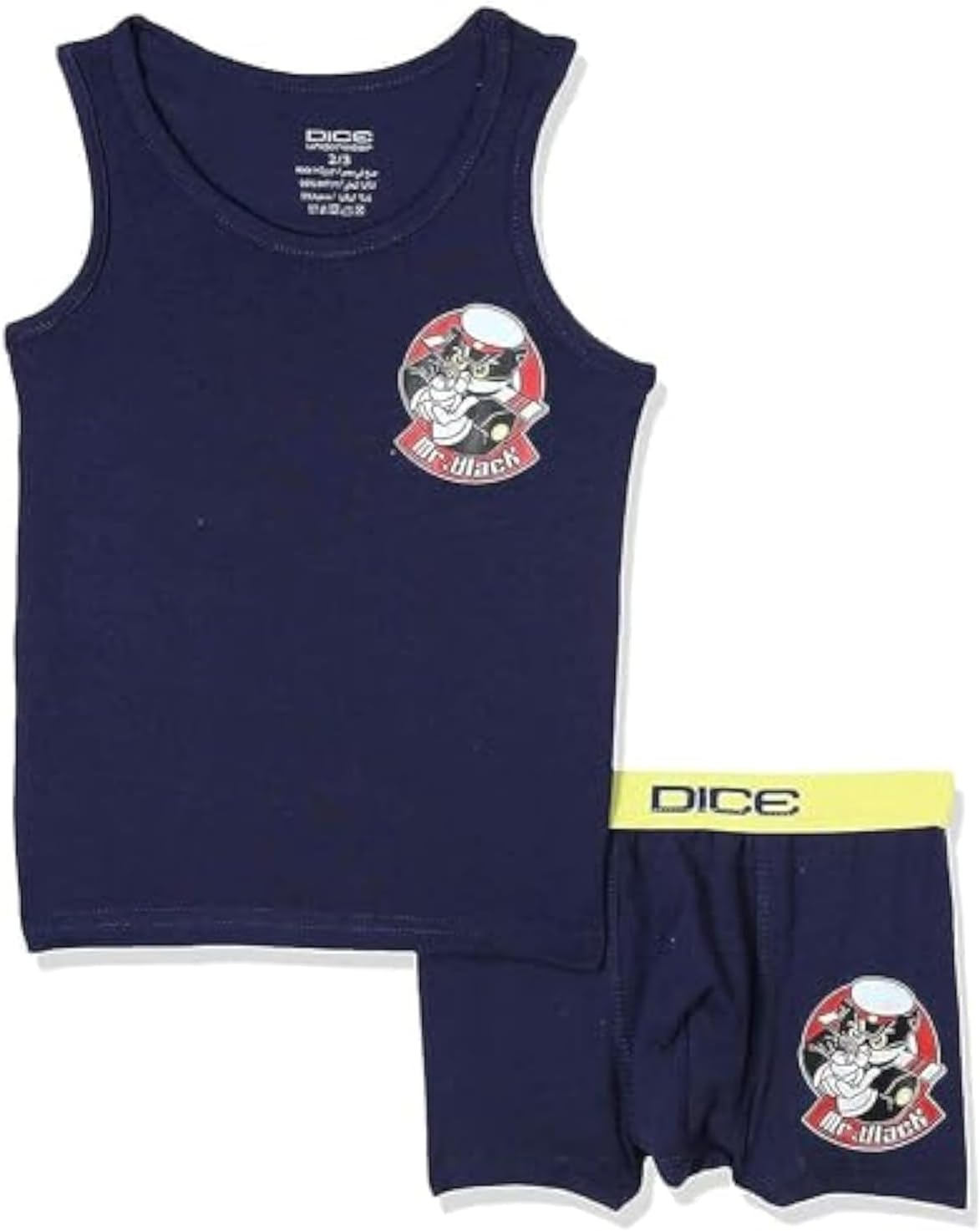 51x63tCmgBL._AC_SL1500_.jpg طقم ملابس داخلية توب بدون اكمام وبوكسر باستك مختلف اللون للاولاد من دايس، 10 - 11 سنين