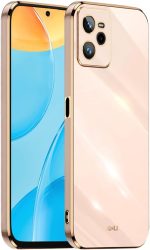 HONLEN Case for Realme C35 / Realme Narzo 50A Prime (6.6 Inches), Soft TPU Silicone Cover, Galvanic Frame Design - Pink