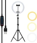 ⁦GLURAK Selfie Ring Light, 12 Inches LED Ring Light with Adjustable Tripod Stand and Phone Holder, 3 Light Modes and 10 Brightness Level for Live Stream, Makeup, YouTube, TikTok, Photography⁩ - الصورة ⁦2⁩