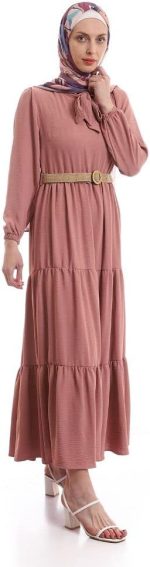 ⁦Violet Casual Role Dress With Belt⁩ - الصورة ⁦6⁩