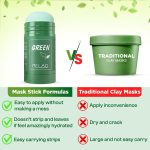 ⁦fashion mania Green Clay Mask Stick, Blackhead Remover for Face with Green Tea Extract, Deep Pore Cleansing, Moisturizing, Skin Brightening for All Skin Types and All Genders⁩ - الصورة ⁦6⁩