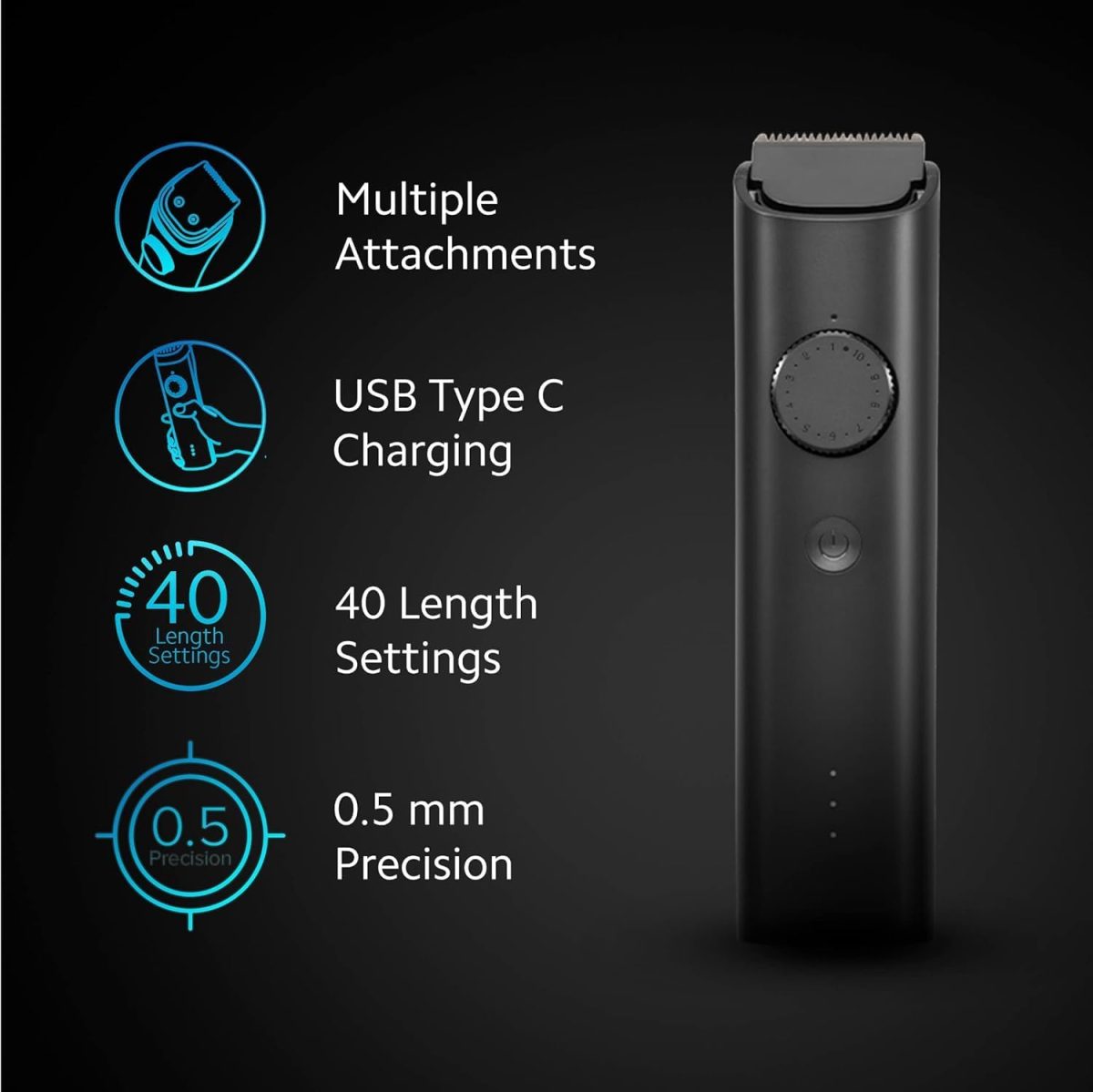 ⁦Xiaomi Grooming Kit Pro, 40 length settings, Face, Hair, Body - Everything-in-One Professional Styling Trimmer, Body Grooming, Nose & Ear Hair Trimming, Hair Clippers, Beard Combs, Quick Charge⁩ - الصورة ⁦3⁩