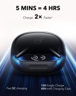 ⁦soundcore Liberty 4 Pro by Anker, Noise Cancelling Wireless Earbuds, 7-Sensor and Real-Time Adaptive Noise Cancelling, Clear Calls with 9 Mics and AI - Black -18 Months Warranty⁩ - الصورة ⁦6⁩