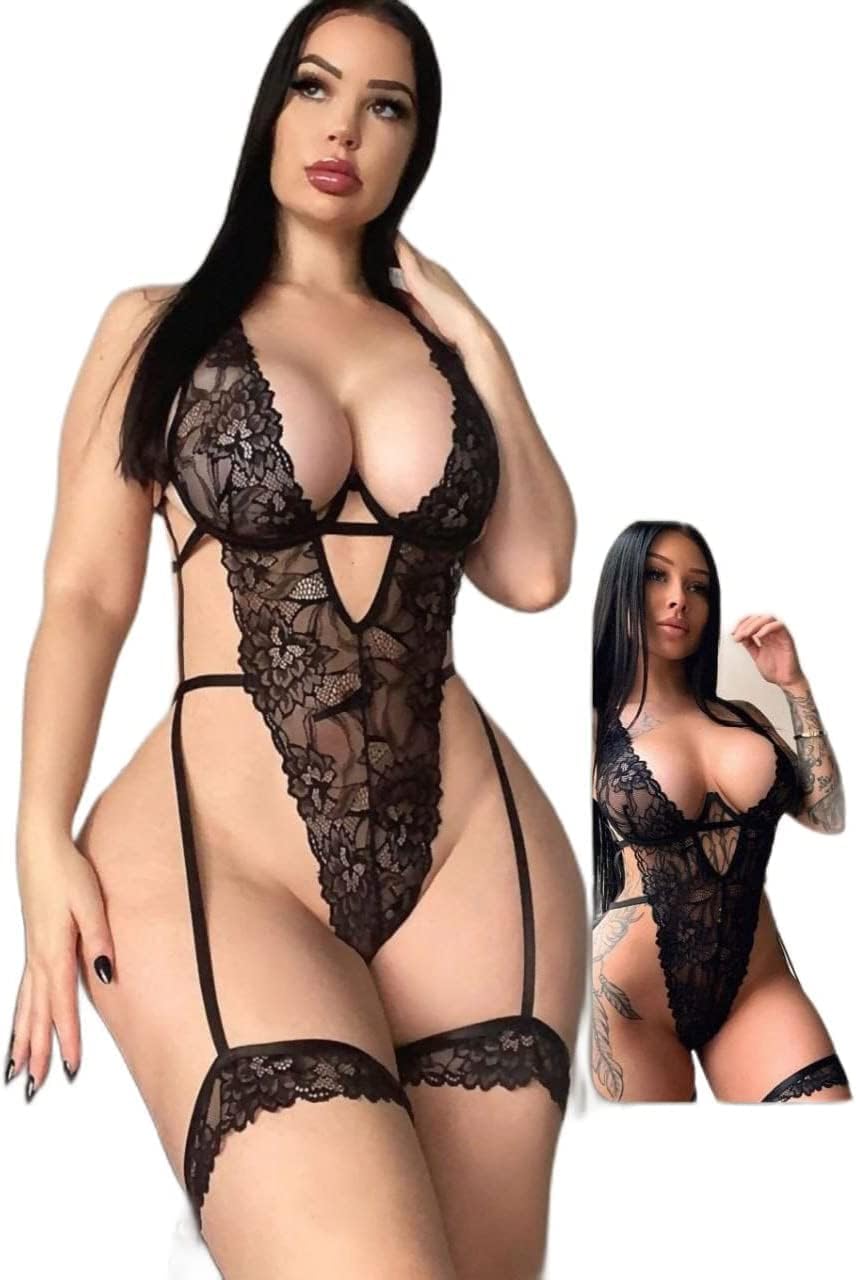 Sexy Black Lace Lingerie one piece