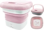PETOLUTION Portable Mini Washing Machine, Small Foldable Clothes Washing Bucket for Camping, RV, Travel, Small Spaces, Foldable, Lightweight and Easy to Carry and Store (Pink)