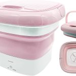 PETOLUTION Portable Mini Washing Machine, Small Foldable Clothes Washing Bucket for Camping, RV, Travel, Small Spaces, Foldable, Lightweight and Easy to Carry and Store (Pink)