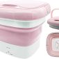 PETOLUTION Portable Mini Washing Machine, Small Foldable Clothes Washing Bucket for Camping, RV, Travel, Small Spaces, Foldable, Lightweight and Easy to Carry and Store (Pink)