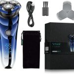 VGR V-305 Premium Cordless Rechargeable IPX7 Fully Waterproof 3 Head Electric Shaver Wet & Dry Rotary Shavers for Men with Pop-up Trimmer Super-Fast Charge 100 minutes Runtime with LED Digital Display