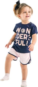 ⁦Jockey M M Girls Set Of 2 Pieces Half Sleeves T-Shirt&Short Printed Wonderful Baby & Toddler Sleepers (pack of 1)⁩ - الصورة ⁦2⁩