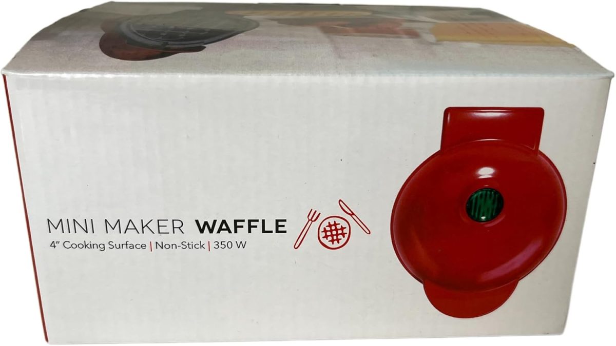 ⁦LOMUG Mini Round Waffle Maker, Non-Stick Belgian Waffle Maker for Home & Kids Birthdays⁩ - الصورة ⁦8⁩