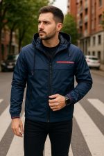 ⁦Miza Men's Winter Jacket Front Zipper Capishu Jacket with Red Details Youth and Men⁩ - الصورة ⁦6⁩