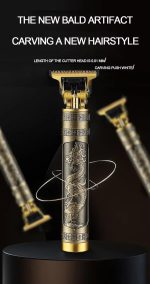 ⁦KM-T9 LED Display Shaver with USB Charging - Up to 120 Minutes Runtime - Professional Blades -4 Step Combs – 3 Speeds Up to 7000 RPM - Modern Design - Gold⁩ - الصورة ⁦3⁩