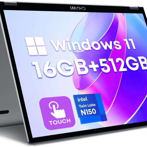 CHUWI MiniBook X 2-in-1 Laptop 10.51", 16GB LPDDR5 512GB SSD, Intel N150 (up to 3.6GHz), Windows 11 Convertible Laptop, 2TB SSD Expand, FHD IPS 2K Touchscreen, Backlit Keyboard, WiFi 6, BT5.2
