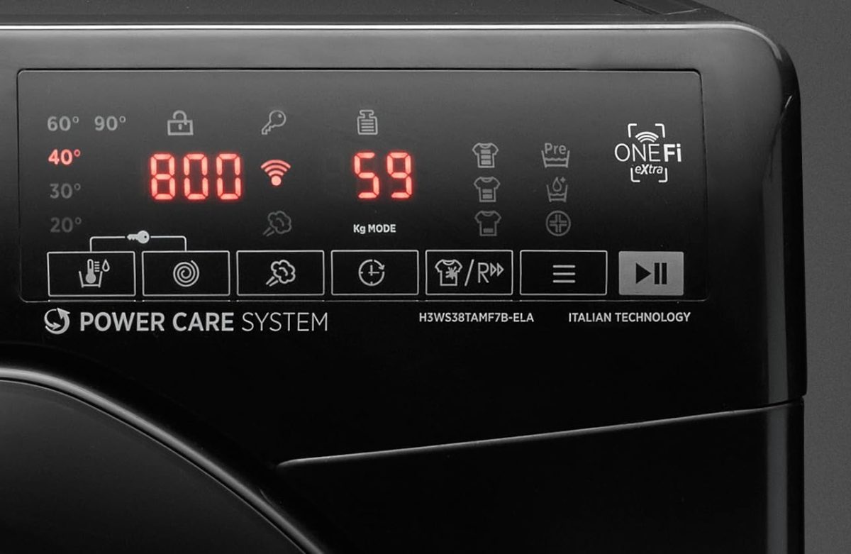 ⁦HOOVER Washing Machine Fully Automatic 8 Kg Inverter Motor Black H3WS38TAMF7B-ELA⁩ - الصورة ⁦5⁩
