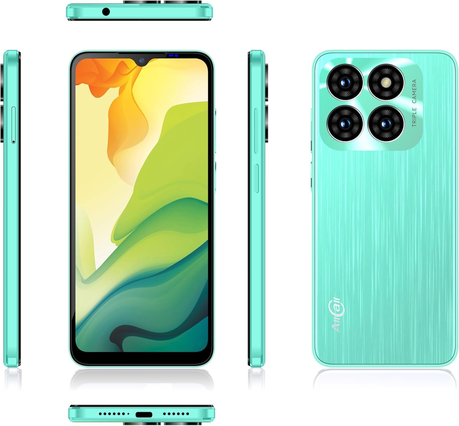 611doecdsL._AC_SL1500_.jpg AllCall Magic 15 MAX 128GB + 4GB RAM Smartphone, Cyan Green