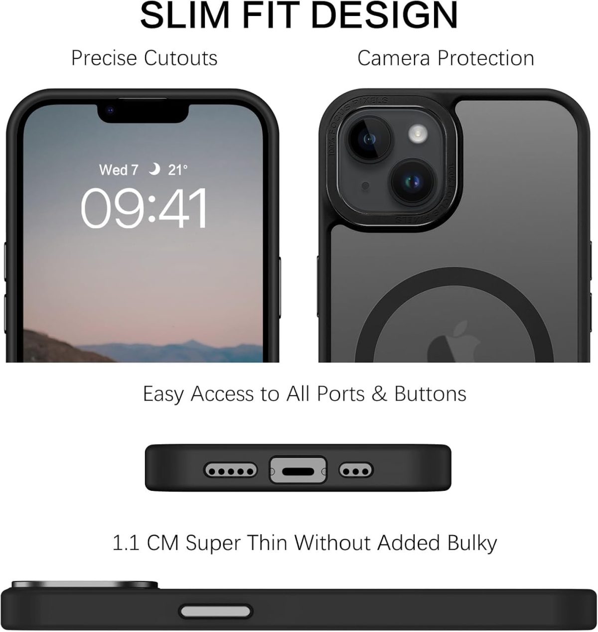 ⁦BENTOBEN Magnetic iPhone 13/14 Case, Translucent Matte, Slim, Shockproof, Black, Compatible with MagSafe, 6.1 inches, TPU, Protective Case⁩ - الصورة ⁦7⁩
