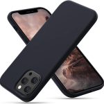 CALOOP Liquid Silicone Case Designed for iPhone 12 Pro Max Case, Full Body Protective Covered Gel Rubber Slim Shockproof Cover Case with Microfiber Lining, 6.7 inch (Black)