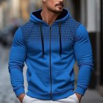 Men's Full Zip Hoodie Jacket with Gradient Dots - الصورة 2