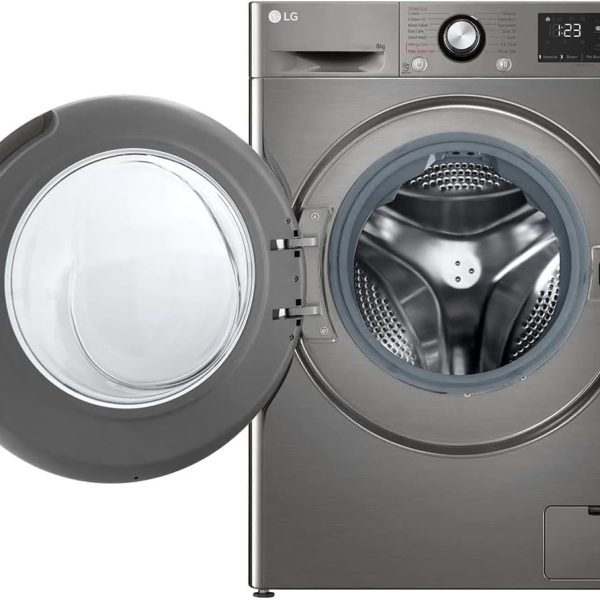 LG Front Load Washing Machine 8 KG, Speed 1400 RPM, with AI DD technology, Steam™ & Smart Diagnosis (Inverter Direct Drive™) Vivace F4R3TYG6P