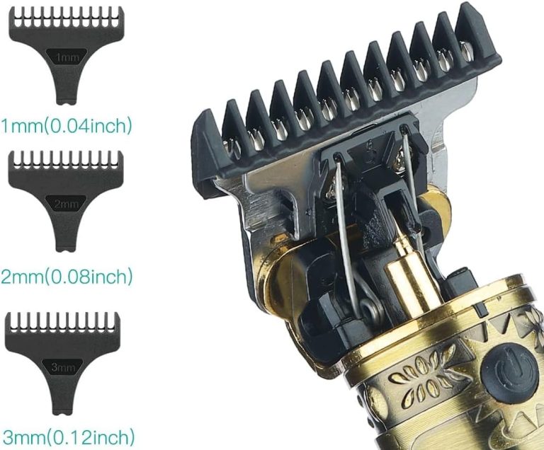 Quicknik Trimmer Men, Hair Clipper Cordless Dragon Style Electric Shaver for Beard, Hairs, Mustache and Face, Zero Gapped T-Blade Clippers with 4 Size Hair Guide Combs Perfect Men's Grooming Kit