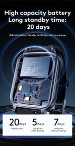 ⁦ساعة سمارت من سلسلة فيت لايف JR-FT3 برو من جوي رووم (للرد على المكالمات وإجراء المكالمات) - لون رمادي غامق⁩ - الصورة ⁦4⁩