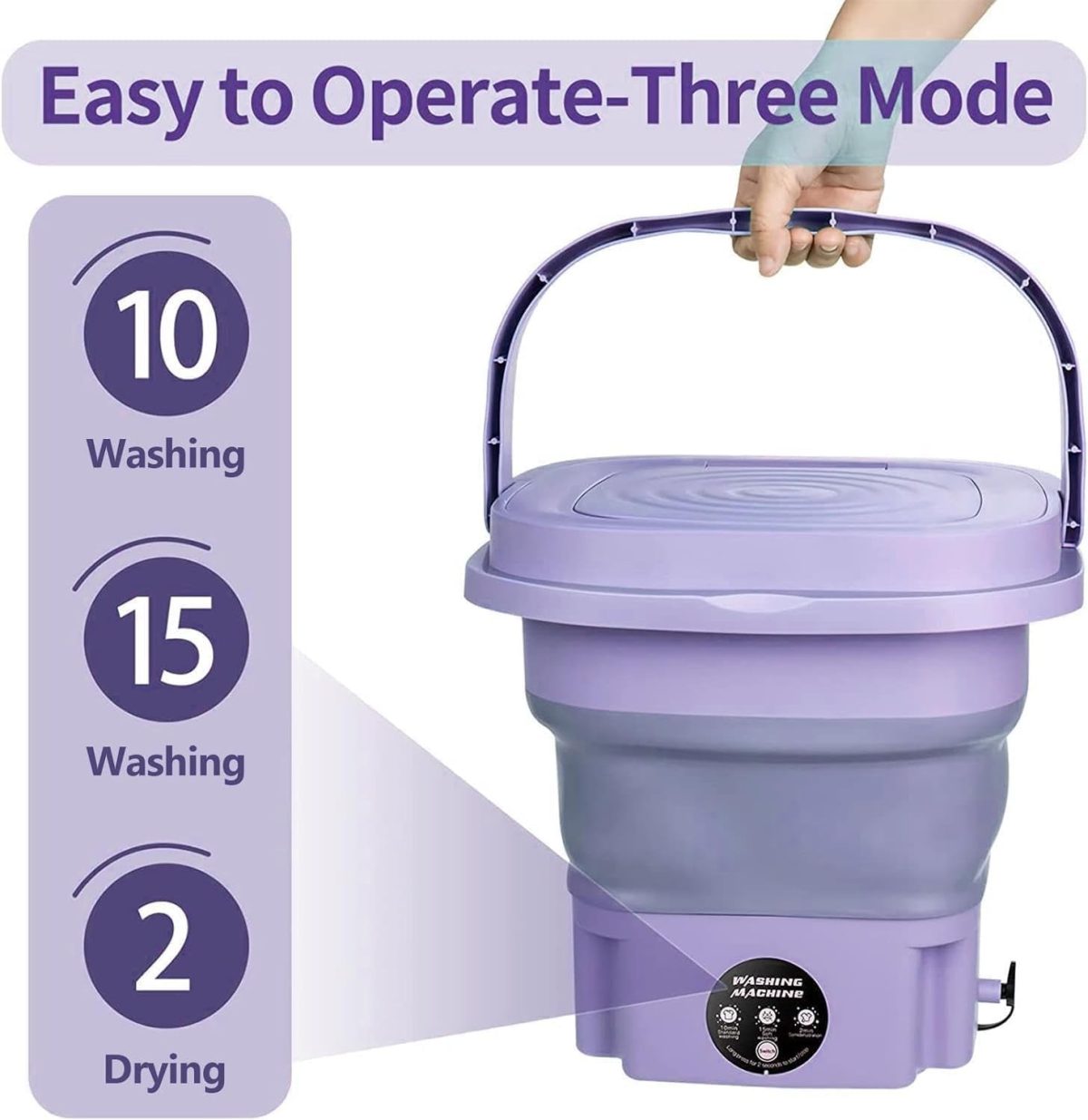 ⁦Portable Electric Washing Machine - Compact and Lightweight Perfect for Travel and Daily Use k (Mauve)⁩ - الصورة ⁦3⁩
