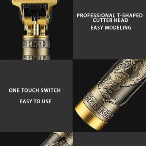 ⁦KM-T9 LED Display Shaver with USB Charging - Up to 120 Minutes Runtime - Professional Blades -4 Step Combs – 3 Speeds Up to 7000 RPM - Modern Design - Gold⁩ - الصورة ⁦5⁩