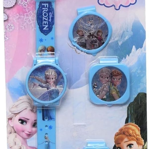 ساعة من البلاستيك بشاشة رقمية ثلاثية الأبعاد للأطفال بتصميم الأميرة السا من فروزن - ألوان متنوعة 23 × 6 سم
