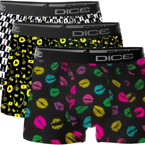 Dice Mens Set of 3 Printed Boxers Boxer Shorts