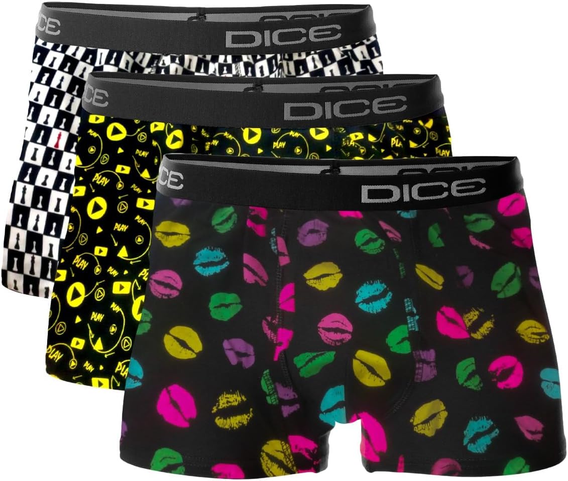 Dice Mens Set of 3 Printed Boxers Boxer Shorts