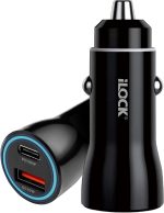 ⁦iLOCK 60W Dual Port Car Fast Charger | USB-C & USB-A | PD 30W + QC 30W | LED Indicator | Black⁩ - الصورة ⁦2⁩