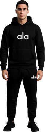 Meza Men's Tring 2 Piece – Hoodie Sweatshirt + Sweatpants – Comfortable Home Gym Sports Wear for Men & Men