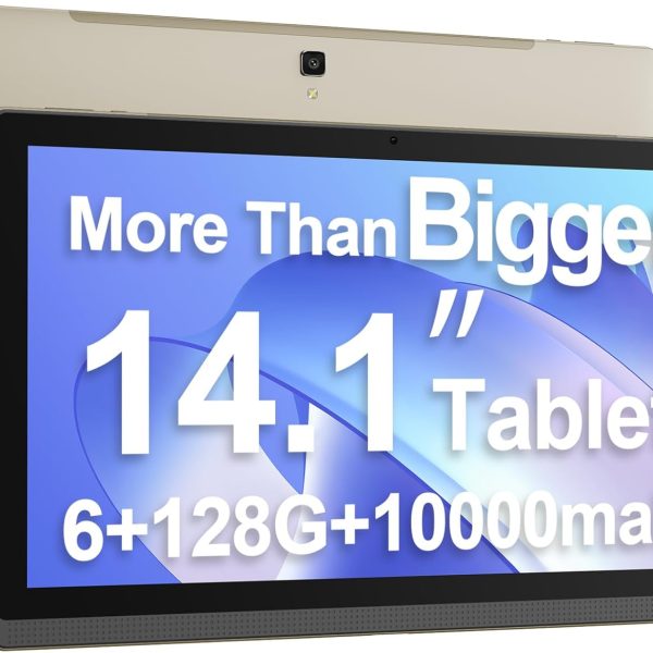 14.1 Inch Large Tablet, Android 13 Computer Tablets, 1920 * 1080 IPS HD Display, WiFi5, Large Screen Tablet 2025, 6GB+128GB+1TB SD Card Expand, 10000mAh Battery for Work/Study
